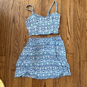 2 piece crop top and skirt set